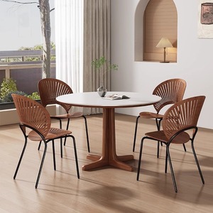 Nordic French Style Solid Wood Round Dining <b>Table</b> Stable Design For Small Homes And Apartments - Product Image 4