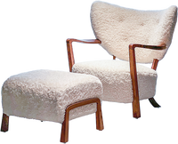 Fauteuil de salon contemporain en bois massif de frêne, finition à pores ouverts, revêtement en tissu doux, exportation