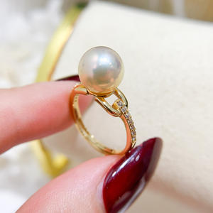 Base para Anillo de Plata S925, Accesorios para Perlas DIY, Anillo de Moda con Cuentas Redondas de 8-10 mm, Soporte para Joyería-10476 - Product Image 1