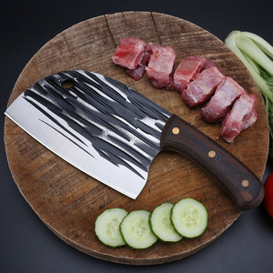 Hand-forged kitchen knife, household chopping and slicing knife, round-headed and sharp, for cutting vegetables, meat, and - Product Image 1