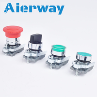 Interruptor Rotatorio Selector Aierway XB4-BD33 de 22 mm, 1NO/2NO, 2/3 Posiciones, Autobloqueante, 1NC