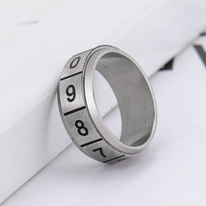 Retro Style <b>Titanium</b> Steel Rotating <b>Ring</b> With Arabic Numerals Unisex Fashion Jewelry Gift For Men And Women - Product Image 2