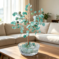 Ornements de luxe à prix avantageux, arbre en cristal Feng Shui naturel avec base en verre pour Noël