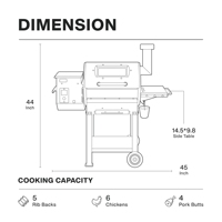 Fumoir à granulés de bois OEM Grilles de barbecue Fumeur de barbecue pour poisson d'extérieur Fumeur de granulés de viande Fumeur de granulés Contrôle automatique de la température PID