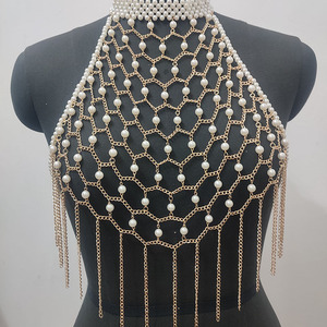 YANYE Collana di perle fatta a mano, reggiseno senza spalline aderente, catena per il corpo, accessori di abbigliamento femminile, reggiseno a catena con perle - Product Image 4