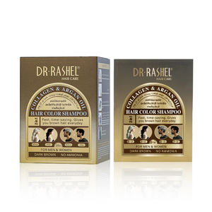 شامبو كريم صبغة الشعر دكتور راشيل بحجم السفر بالكولاجين وزيت الأرغان بلون بني داكن 100% عشبي منعش ومغذي 25 مل * 10 قطع - Product Image 1