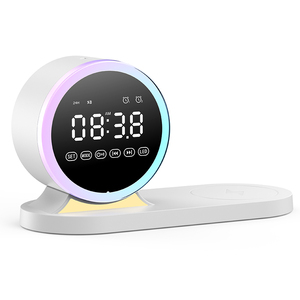 Новое поступление 4-в-1 многофункциональный светодиодный светильник беспроводной <span class=keywords><strong>Bluetooth</strong></span> динамик и зарядное устройство Быстрая зарядка с будильником - Product Image 2