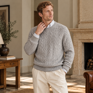 Maglione da <span class=keywords><strong>Uomo</strong></span> in Lana a Treccia Caldo e Confortevole con Logo Ricamato Frontale, Anti-Pilling, alla Moda, per l'Inverno - Vendita all'Ingrosso - Product Image 2