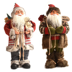 Muñeco de Santa Claus de Peluche con Ribete de Piel, Figura de Santa Claus Vintage, Decoración Navideña para Chimenea, Regalo Navideño - Product Image 1