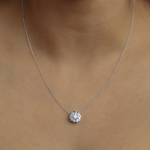 Collar Minimalista con Halo de Diamantes de Laboratorio, Colgante de Joyería Fina de Oro Sólido con Diamante de Laboratorio Creado, Diseño Atemporal, Oro de 14K, Regalo - Product Image 4