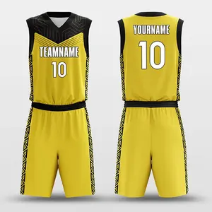 Wholesale Sublimation Custom Cheap Mens Yellow Basketball Jersey Uniforms Custom Logo Blank Basketball Jersey