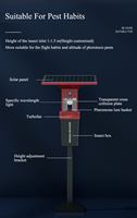 Trampa inteligente de luz de feromonas Fuente de luz LED solar + señuelo de feromonas GPS Posicionamiento en tiempo real, diagnóstico