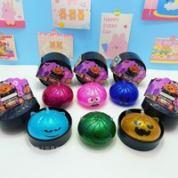 Jouet Squishy Boîte Mystère Halloween, Forme Boule, avec Pointe Plissée Torsadée, Oreilles de Diable Translucides Pointues, Paillettes Dorées Intérieures Scintillantes, à Remontée Lente