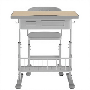 Set Tavolo e Sedia <span class=keywords><strong>Darwin</strong></span> di Alta Qualità per Uso Commerciale, Tavolo da Studio Regolabile in Altezza per Studenti e Bambini, Struttura in Metallo - Product Image 1