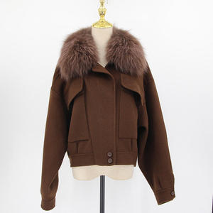 New Arrival High Quality Breathable Plus Size Winter Casual Cashmere Wool Bomber <b>Fur</b> Jacket with Zipper Nonwoven - Product Image 3