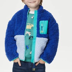 Thiết Kế Mới Zip up Sherpa Lông Cừu Áo Khoác Biểu Tượng Tùy Chỉnh Chàng Trai Kéo Tone Lông Cừu Áo Khoác Kid Màu Khối Fluffy Lông Cừu Áo Khoác - Product Image 3