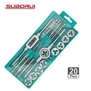 SUBORUI Hss 20pcs M3-M12 Screw <b>Thread</b> Straight Taper Bits Wrench Metric Hand Tap and Die Set <b>Tool</b> Kit - Product Image 1