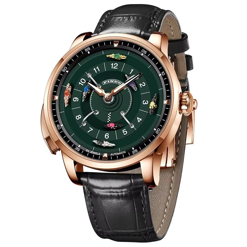 Pindu P6652 New NH35 Mechanical Watch Men Press Button to Turn