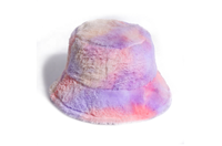 Chaud élégant fausse fourrure chaud floue moelleux dessin animé feuille velours pêcheur hiver arc-en-ciel nuage cravate teinture conception seau chapeau