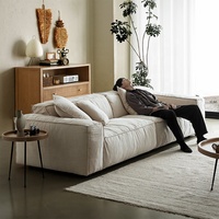 Sofá Modular Zayshine Estilo Nórdico Moderno Wabi-Sabi, Sofá de Lino para Sala de Estar, 1 Sofá de 3 Plazas, Lavable, Tipo Tofu, para Apartamento o Villa