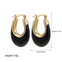 Pendientes de acero inoxidable para mujer con esmalte de colores efecto goteo de aceite y diseño de cuerno de vaca con cierre de gancho