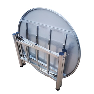Tavolo Rotondo in Acciaio Inossidabile per Patio, Tavolo Smontabile per Pranzo e Relax all'Aperto, per Giardino, Bordo Piscina, Eventi, Feste e Matrimoni - Product Image 2