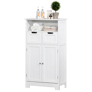 Multipurpose Bathroom Cabinet with 2 Doors Shelf Cabinet and 2 Drawers White