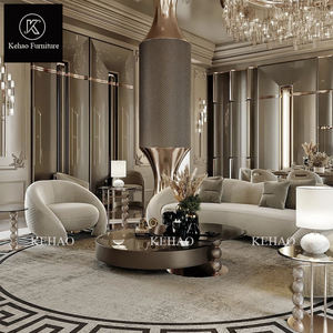 Ensemble de canapés de salon de luxe, design européen, tissu en velours de qualité, canapé incurvé design, canapé en cuir véritable - Product Image 6