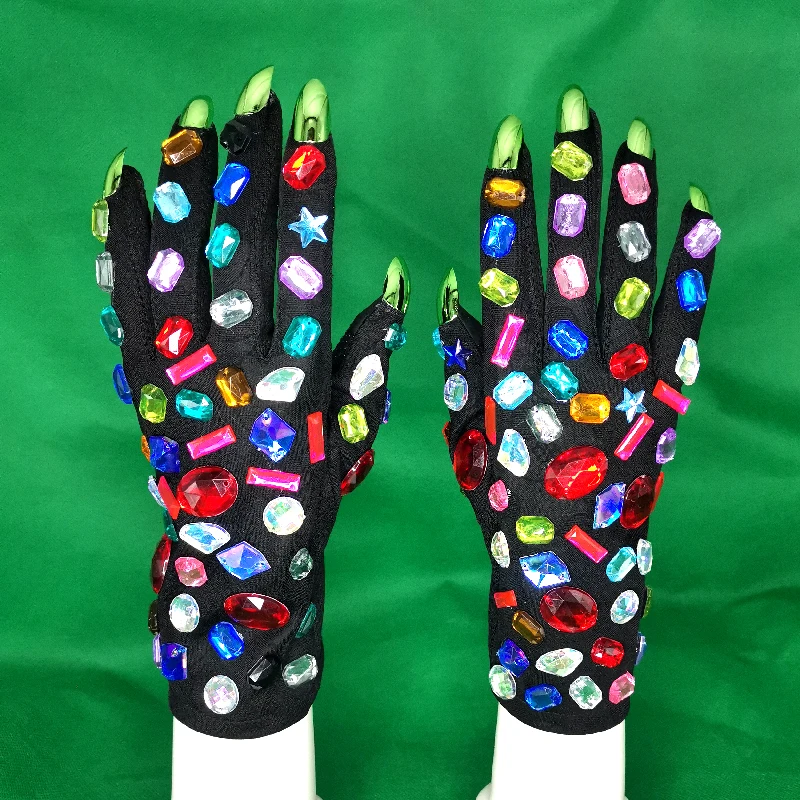 2022 Модные женские перчатки со стразами для вечеринки, женские перчатки