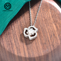 XMA055 Collier pendentif en argent sterling 925 avec motif de rose en CZ 05CT Moissanite, bijoux fins pour femmes, plaqué or 18 carats/rhodium