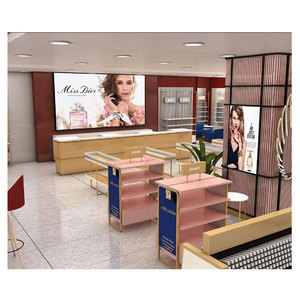 Wood <strong>Shelving</strong> for Perfume Store <strong>Glass</strong> Perfume Display <strong>Cabinet</strong> With LED Light Perfume Shop Interior Design - Product Image 1