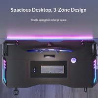 Bureau de jeu électrique réglable, table de jeu, escritorio gamer, ergonomique avec éclairage LED RVB pour les joueurs sur PC