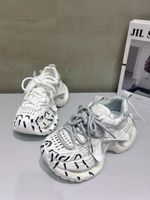 Zapatillas Chunky con Plataforma Y2K para Mujer, Estilo Dad Shoes, Pintadas a Mano con Diseño de Goteo de Tinta y Efecto Biónico, Color Blanco Ártico