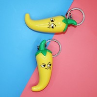 Llavero de Plástico LED con Forma de Pimiento Verde, Amarillo y Rojo, con Luz y Sonido