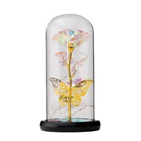 Cadeau personnalisé rouge et bleu pour la Saint-Valentin, la fête des mères, un mariage, fleurs artificielles préservées, roses galaxie, couverture en plastique, LED