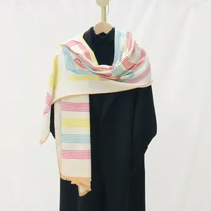 Ready to Ship Women's Autumn/Winter Scarf Customized Silk Wool Blend Printed Scarf