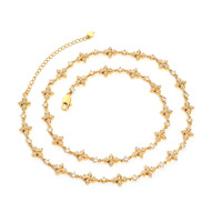 Collier en cuivre transfrontalier Hip-Hop Euro-Américain avec fermoir Jour de la Semaine et accents en zircon motif étoile - Bijou cadeau pour femme