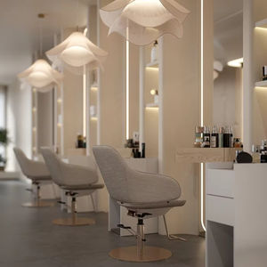 Design d'ameublement intérieur moderne pour salon de beauté |   Mobilier de salon haut de gamme sur mesure |   Supports de coiffure en bois - Product Image 4