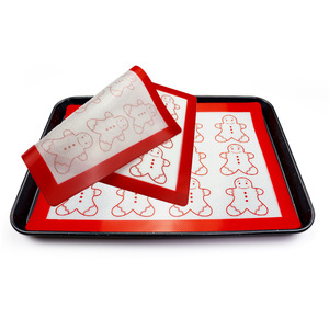 Custom Christmas <b>Silicone</b> <b>Baking</b> Mat Heat-Resistant Fiberglass <b>Baking</b> Mat Sheet with Snowflake, Christmas Tree, Snowman Pattern - Product Image 2