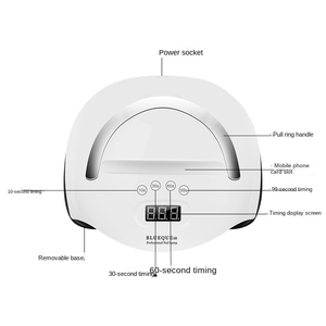 Lámpara UV para Uñas BLUEQUE V9 168W 36 LEDs con Soporte para Teléfono Móvil, Enchufe Universal y Diseño Portátil - Product Image 3