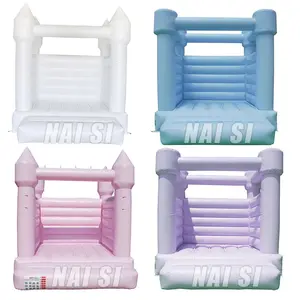 Wholesale Pastel Pink Inflatable 10Ft White Jumper 10x10 Mini Bouncy Castle 8ft White Bounce House 8x8 For Party