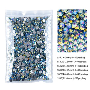 Strass non thermocollants OLeeya, bleu paon, super brillants, en verre à dos plat, pour DIY, nail art, breloques et pierres décoratives - Product Image 3