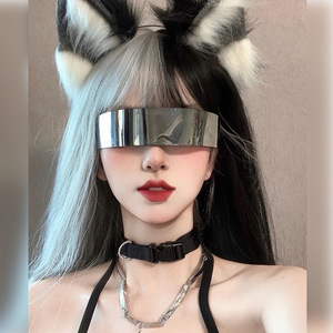 <span class=keywords><strong>Parrucca</strong></span> realizzata a macchina per ragazze, capelli lunghi e lisci, bicolore nero e bianco, frangia sottile, colore sfumato, copricapo Lolita Yin Yang - Product Image 3