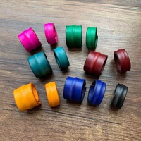 Cincin Kaca Buatan Tangan Universal Retro Vintage Perhiasan Modis Trendi Unisex Cincin Kulit Asli Lebar untuk Pasangan