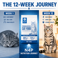 Nouvelle Formule Premium 10KG N4P Aliment Sec pour Chats Protéines de Poulet, Thon et Saumon Fortifiées en Taurine Riches en Oméga pour un Pelage Brillant