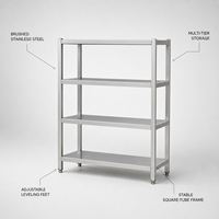 Étagère en fil d'acier inoxydable 304 OEM, réglable, finition brossée mate, capacité de charge de 500 kg/m, pour cuisine commerciale