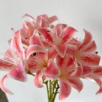 Flor Artificial Realista de Lirio de Doble Cabeza, PVC, Moderna, para Decoración de Bodas, Hoteles, Hogares, Fiestas y Eventos, Impresa en 3D