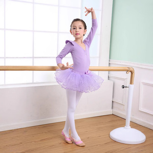 Haowu Ensemble de justaucorps de ballet pour filles, vêtements de danse en coton à manches longues et courtes - Product Image 4