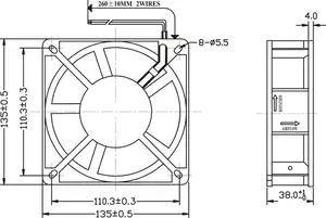 Caforre 5inch 135x135x38mm Hard Hat Low Watt Other Ventilation Fans 115v 220 Volt High Heat Electric Radiator Cooling Fan