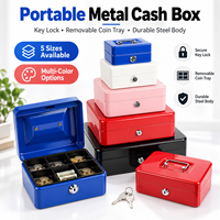 Caisse à monnaie portable en métal avec plateau à pièces amovible et serrure à clé, petit coffre-fort en acier pour le stockage de petites sommes d'argent